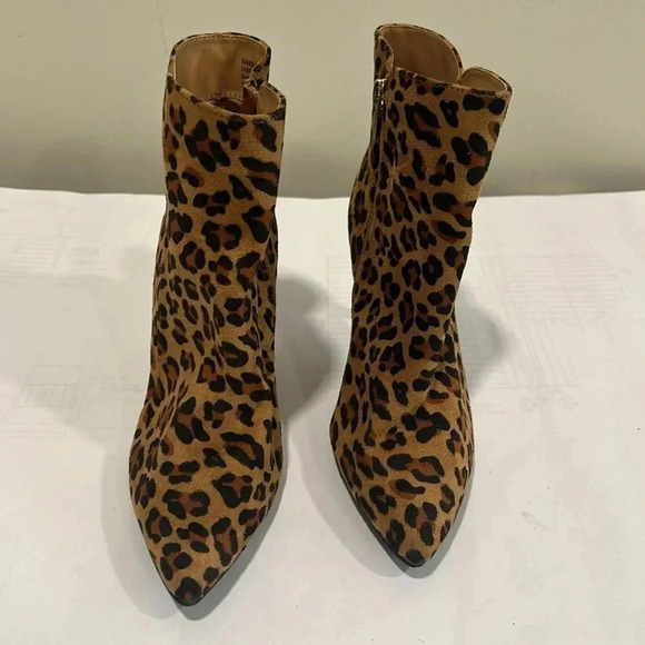 Zigi Soho Savida Leopard Print Faux Suede Ankle Boot Stiletto Zipper - Picture 5 of 8